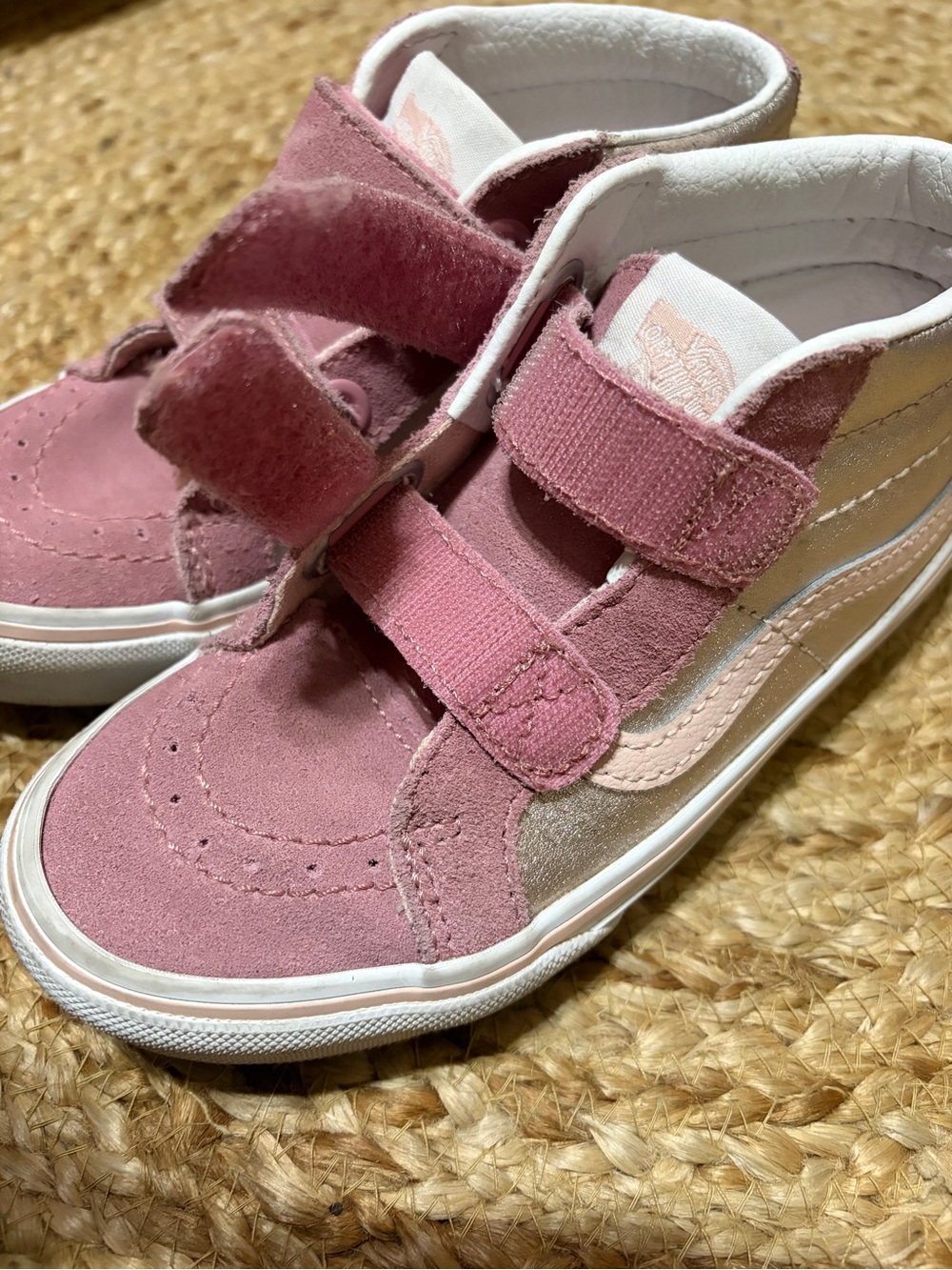 Vans Sk8-Mid Reissue V High Top Sneakers Pink Gold Metallic Kids Size 13 - Picture 3 of 8